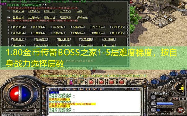 1.80金币传奇BOSS之家1-5层难度梯度，按自身战力选择层数